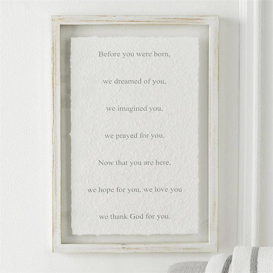 "Before You Were Born" Glass Plaque