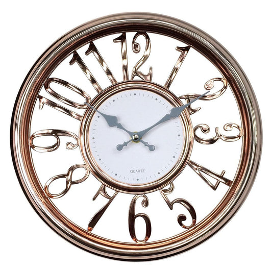 Wall Clock TERRA Pink/Gold Plastic