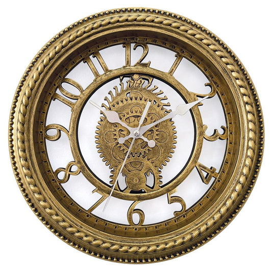 Wall Clock RINGS Gold Plastic