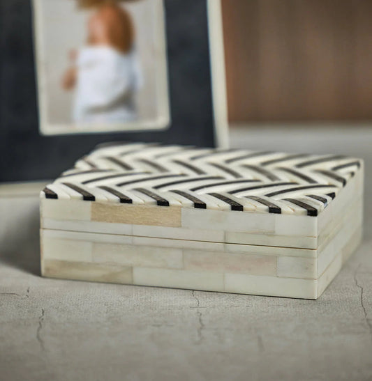 Brown & White Braided Box