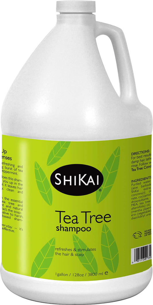 ShiKai Tea Tree Shampoo (1 Gallon) Wake Up with Peppermint & Tea Tree | Refresh & Stimulate Your Scalp | Soap Free Alternative | Moisture for Daily Use