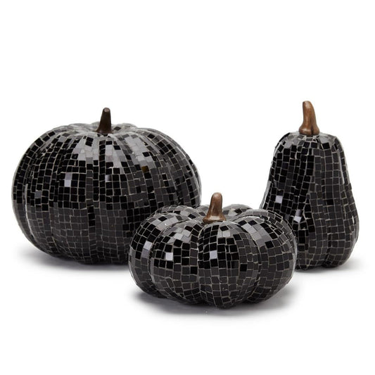 BLACK GLASS MOSAIC PUMPKINS