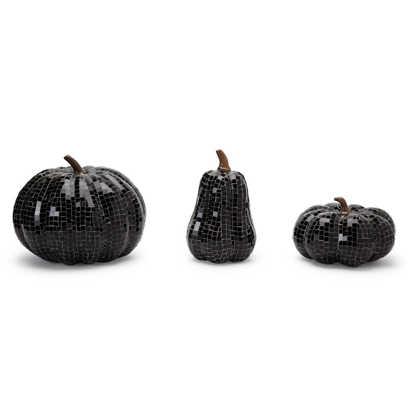 BLACK GLASS MOSAIC PUMPKINS