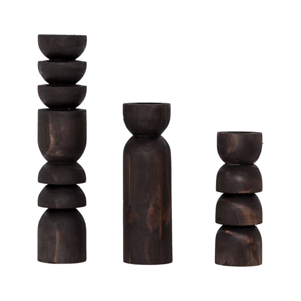 Abstract Candle Holder Black