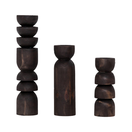 Abstract Candle Holder Black