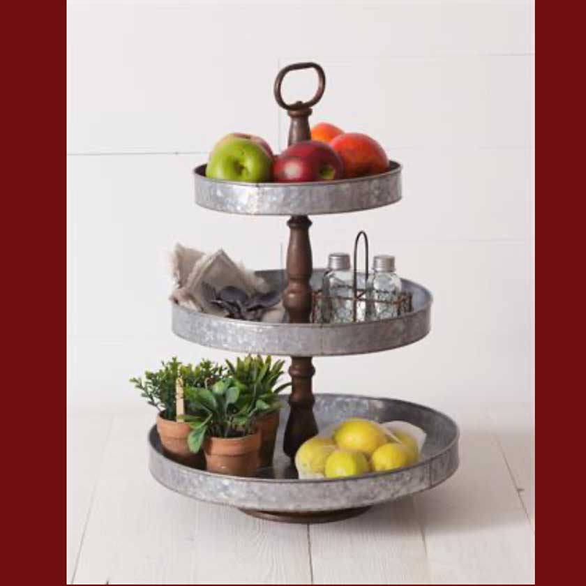 THREE TIERED GALVANIZED STAND - AUDREY'S
